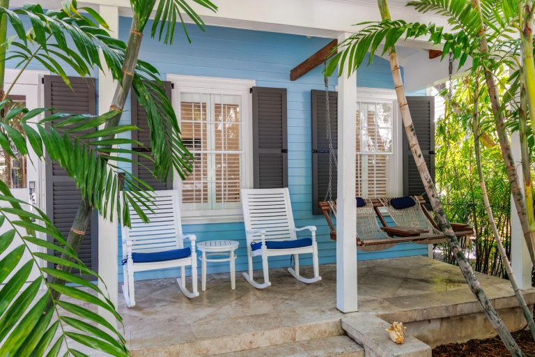 Front exterior of Brisa Azul, an Old Town Key West vacation rental with private pool and off-street parking